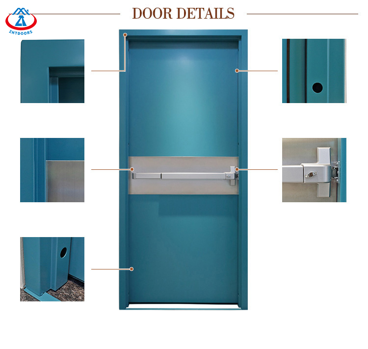 Non-Fire Rated Metal Steel Doors With Push Bar-ZTFIRE Door- Fire Door,Fireproof Door,Fire rated Door,Fire Resistant Door,Steel Door,Metal Door,Exit Door