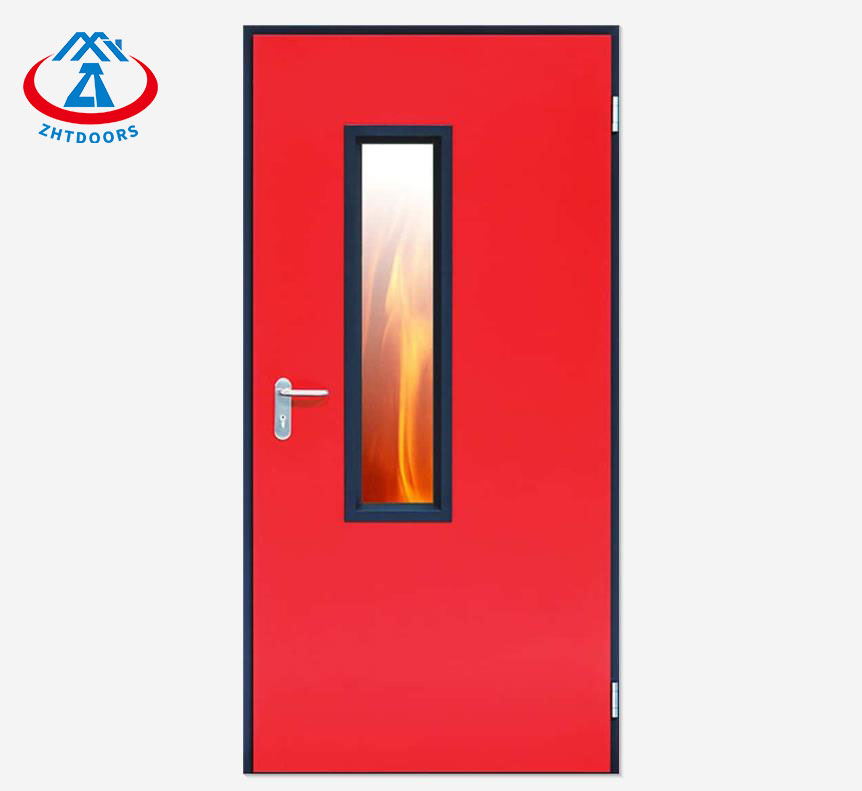 Porta de aço à prova de fogo com inserção de vidro-porta ZTFIRE-porta corta-fogo, porta à prova de fogo, porta à prova de fogo, porta resistente ao fogo, porta de aço, porta de metal, porta de saída