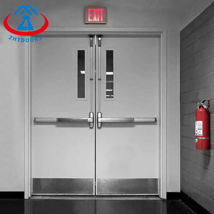 Emergency Exit Double Door With Panic Bar-ZTFIRE Door- Fire Door,Fireproof Door,Fire rated Door,Fire Resistant Door,Steel Door,Metal Door,Exit Door